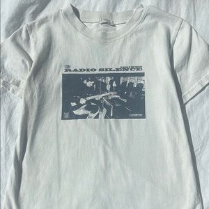 White Graphic T-Shirt with Radio Silence Print